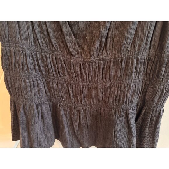 NWT Loft Black Poplin Smocked Peplum Tank Top Womens Size Large - Picture 3 of 7